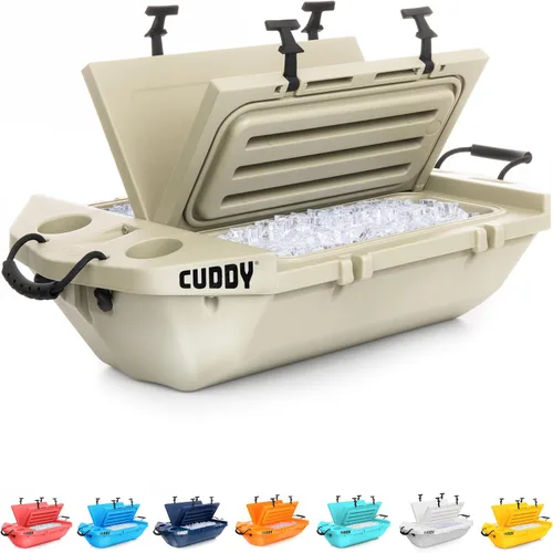Vista 8 de CUDDY - Enfriador flotante y recipiente de almacenamiento en seco para tierra y agua, 40 cuartos de galón, ideal para río, playa, kayak, piscina