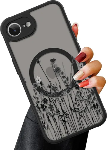 Vista 23 de OOK Funda magnética para iPhone 11 [compatible con MagSafe] Funda delgada mate translúcida negra para iPhone 11, funda protectora de lente de Negro