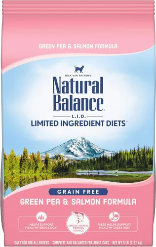 Vista 20 de Natural Balance Alimento seco para gatos adultos sin granos de ingredientes limitados, receta de pato reserva y guisantes verdes, 10 libras