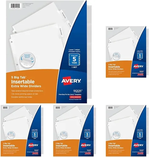 Vista 17 de Avery Separadores Insertables de Solapas Extra Anchas para Carpetas de 3 Anillos, Juego de 5 Solapas, Papel Blanco, Solapas Transparentes, Funciona
