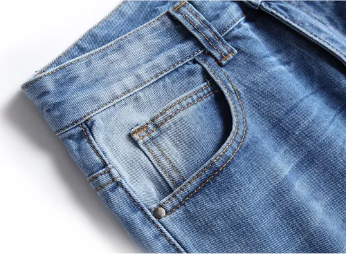 Vista 6 de ZEESEN Jeans rasgados para hombre, ajustados, ajuste regular, pierna cónica, desgastados, pantalones de mezclilla para hombre con agujero