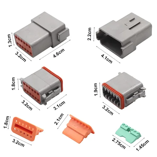 Vista 2 de Juego de conectores impermeables de 12 vías de la serie DT para DT04-12P DT06-12S Conector de cable eléctrico continuo de 13 amperios 14-18 AWG
