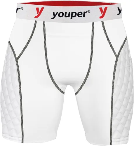 Vista 8 de Youper - Pantalones cortos acolchados deslizantes de compresión Elite para adultos con bolsillo para copa para béisbol, fútbol