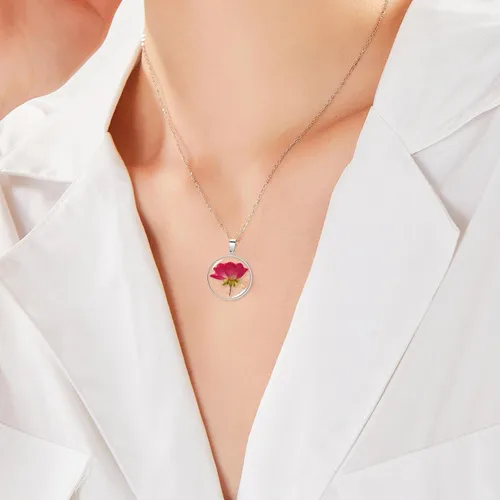 Vista 103 de Pressed Flower Necklace Gift for Women Personalized Handmade Necklaces Birth Flower Necklace