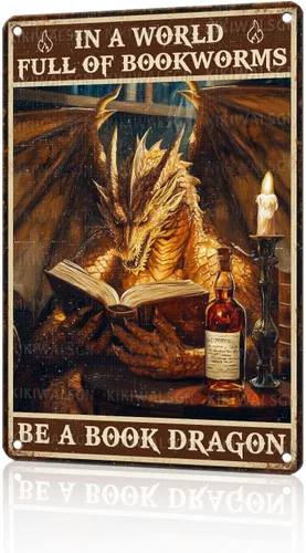 Vista 18 de Letreros metálicos para decoración de pared con diseño de dragón, con texto en inglés "Do Not Meddle in the Affairs of Dragons", divertido póster