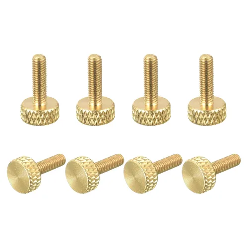 Vista 19 de uxcell 2 tornillos moleteados de latón para pulgar, M3x8mm de agarre plano, perno de sujeción para electrónicos, mecánicos