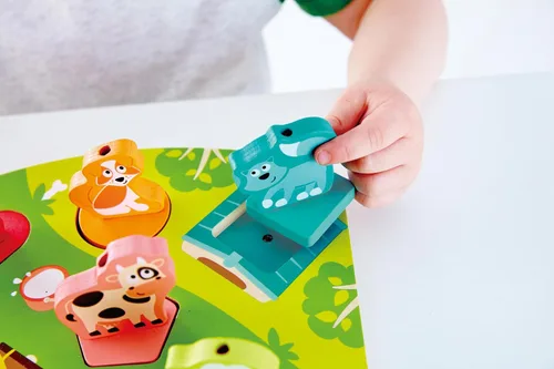 Vista 4 de Hape – Farmyard Sound Puzzle Game (10 pieza), multicolor, 5" x 2