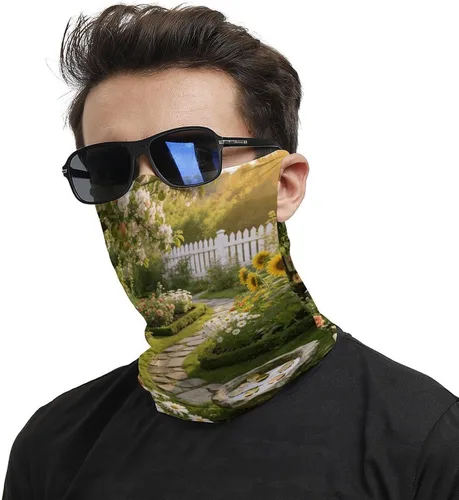 Vista 2 de Bauerngarten Face Scarf Cover Ear Loop Hole,Outdoors Face Mask for Women Men Sports Yoga Running Hiking Ski Snowboard,Cooling Neck Shield Scarf