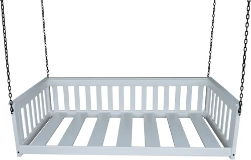 Vista 9 de Amish-Made - Cama de columpio de madera negra con cadenas Negro (Black Paint)