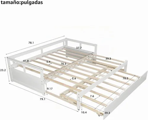 Vista 2 de Harper & Bright Designs - Sofá cama extensible de tamaño individual a King con nido desplegable, sofá cama doble tapizado para dormitorio, sala