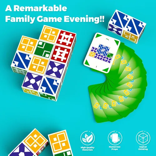 Vista 4 de BBnote Juego de Memoria Familiar para Niños y Adultos, Juegos de Mesa de Rompecabezas de Bloques para Niños de 6-8 y 8-12 años, Rompecabezas