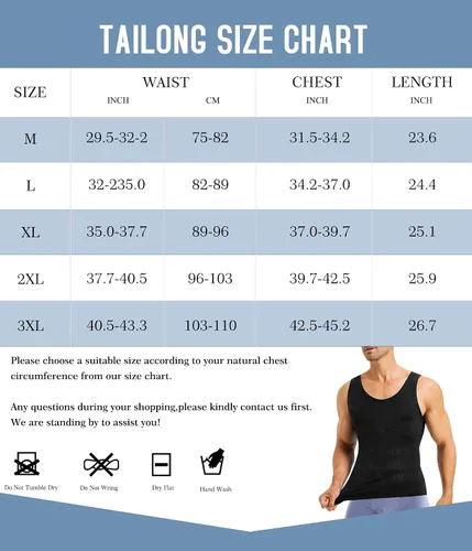 Vista 6 de TAILONG Camisas de compresión de ginecomastia para hombre, fajas moldeadoras para adelgazar el cuerpo, chaleco sin mangas, fajas para hombres