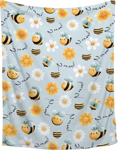 Vista 9 de Manta de girasol de abeja, regalo para los amantes de las niñas, manta de franela súper suave para sofá cama, cama acogedora de felpa, decoración