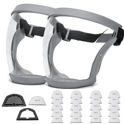 Vista 25 de Escudos activos antivaho de cara completa Protección de expresión visible, transparente, transpirable, cómodo, para adultos, reutilizable