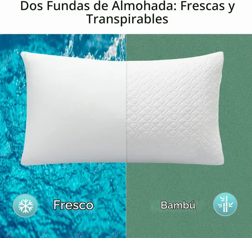 Vista 5 de Rainmr Almohada de cama tamaño Queen para dormir, almohadas ajustables de espuma viscoelástica triturada con funda de almohada refrescante lavable
