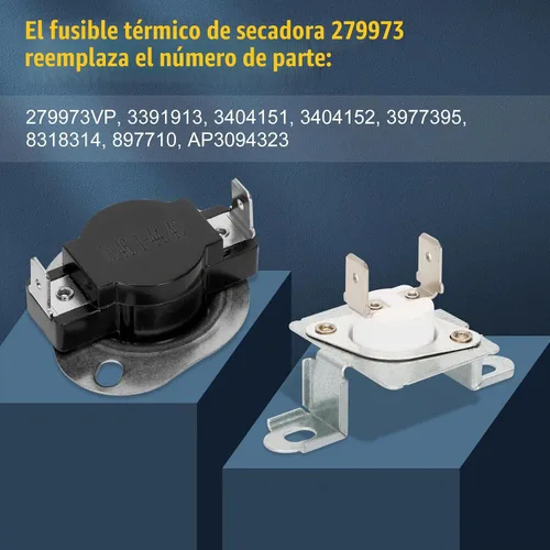 Vista 4 de Elemento calefactor para secadora 8544771 con termostato y fusible de corte