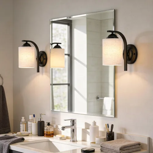 Vista 6 de Apliques de pared para dormitorio, baño, accesorios de iluminación modernos de tocador, negro mate, faroles de iluminación de montaje en pared
