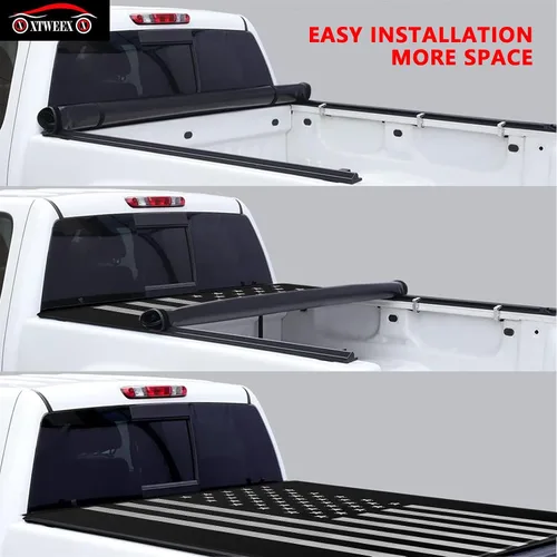 Vista 3 de Funda enrollable suave con bandera estadounidense para Ford F-150 2015-2026 de 5.5 pies para caja Styleside/Fleetside Truck Cargo Topper