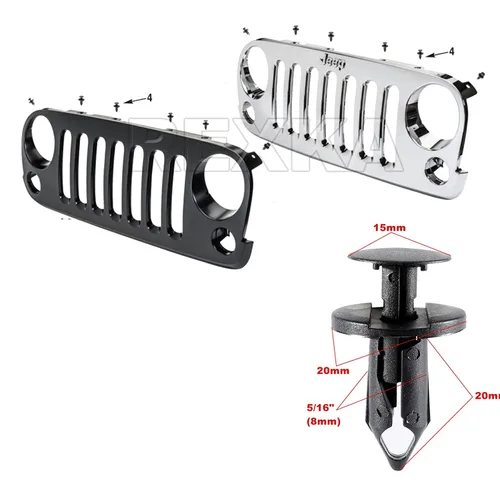 Vista 5 de Rexka Kit de Hardware de 60 piezas para Fender y Protector de Parrilla para Jeep Wrangler JK y Unlimited 2007-2018 JK 68039280AA 6030441 6506007AA
