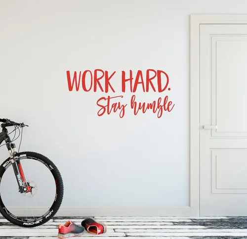 Vista 2 de 24"x10" trabajar duro permanecer humilde Workout éxito lente pensamiento positivo Reto Deportes Fitness ejercicio tren pared calcomanía arte mural