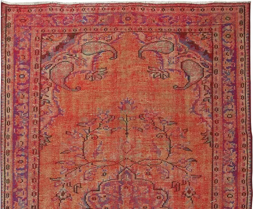Vista 4 de 5.7x9 Ft 1960s Orange Over-Dyed Rug for Modern Interiors, Turkish Handmade Carpet