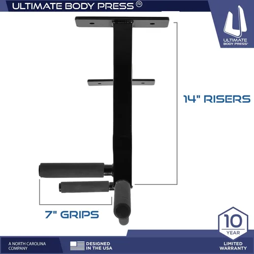 Vista 4 de Ceiling Mount Pull Up Bar with Reversible Risers for 16 and 24 Inch Joists with Optimum Grip Spacing by Ultimate Body Press