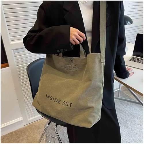 Vista 5 de Bolso de mano de lona grande para mujer, bolso de trabajo para hombro, bolso cruzado con asa superior, estilo vintage, estilo grunge, hobo