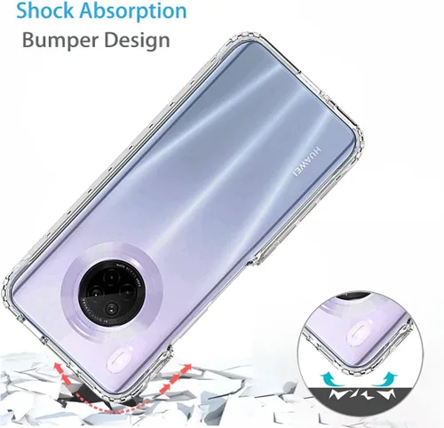Vista 7 de Funda transparente compatible con Huawei Y9A/Enjoy 20 Plus 5G FRL-L22 con protector de pantalla de vidrio templado, bonito protector de cristal a