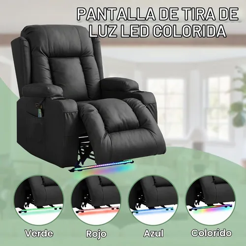 Vista 6 de TUNYI - Sofá reclinable con masaje y calor, asientos de cine en casa, sofá reclinable para RV, sofá individual con USB/soporte para vasos/bolsillo