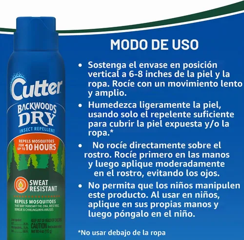 Vista 9 de Repelente de mosquitos en aerosol Cutter Backwoods, 25%, 0.25 libras