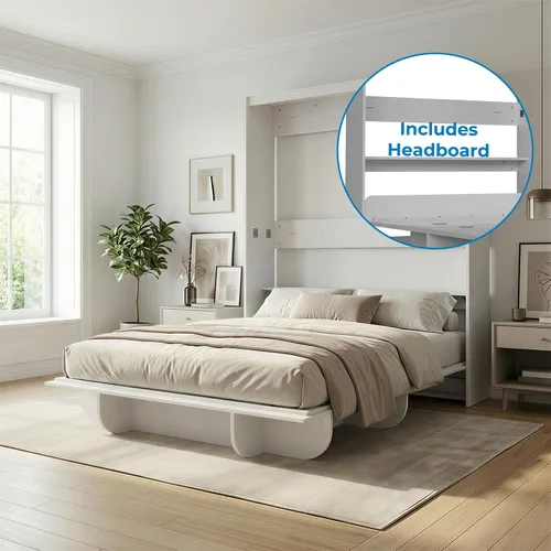 Vista 8 de Mjkone Cama Murphy de pared vertical Queen con estante de almacenamiento