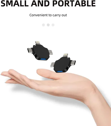 Vista 7 de Adaptador OTG USB a Lightning Micro USB tipo C (3 en 1) compatible con Samsung LG Apple iPhone15 14 13 12 Pro Max Plus iPad Air Mini cámara lector