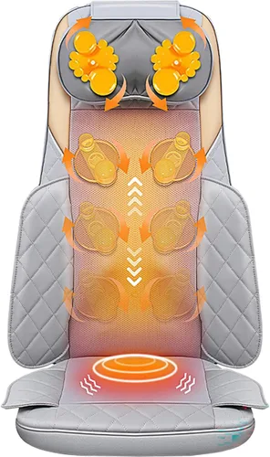 Vista 2 de Masajeador de espalda, masajeador Shiatsu de cuello y espalda con calor, masajeador de espalda 4D para aliviar el dolor de tejido profundo, cómodo