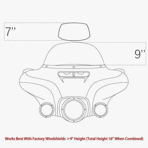 Vista 3 de Extensión de parabrisas para motocicleta, pequeño extensor de flujo de aire - Solo para extender el flujo de aire, no para ver. Deflector