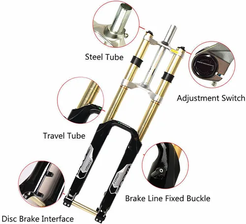 Vista 2 de BUCKLOS 26 27.5 29 MTB bicicleta suspensión horquilla 7.087 in viaje, bicicleta de aleación de magnesio cuesta abajo tenedores 0.787 in eje, 1-1/8