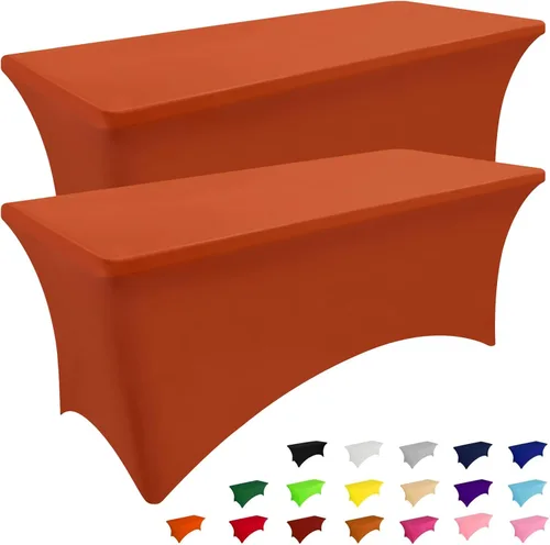 Vista 31 de Smiry Paquete de 2 Manteles de Spandex de 6 Pies, Manteles Elásticos Ajustables Extensibles, Lavables y Sin Arrugas, Cubierta Rectangular para Mesa