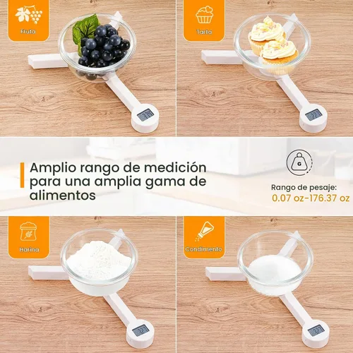 Vista 5 de Báscula de alimentos plegable, báscula digital de cocina, báscula compacta pequeña de alta precisión con pantalla LCD, báscula de alimentos portátil