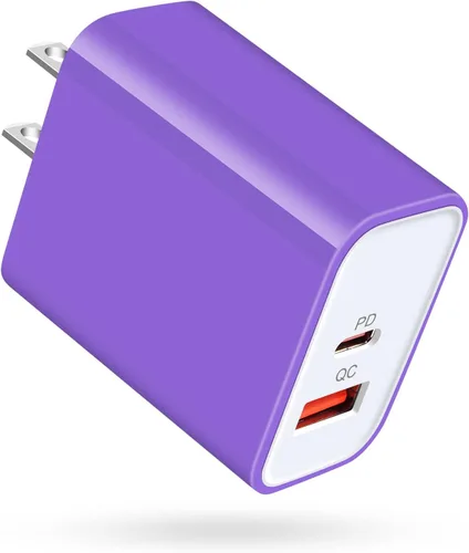 Vista 8 de Bloque de cargador USB C, cargador de pared PD de doble puerto de 20 W para Negro
