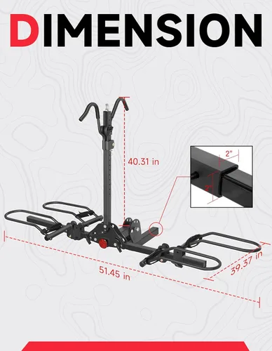 Vista 9 de Young - Portabicicletas para 2 bicicletas, plataforma para montaje en autos, camiones y minivans, compatible con bicicletas con ruedas de hasta 5