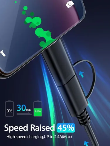 Vista 2 de Cargador rápido para tableta Amazon Fire, cable micro USB C de carga para Kindle Paperwhite, Fire HD 10 8 7 Plus, Max 11, Kids Pro, Edition Voyage