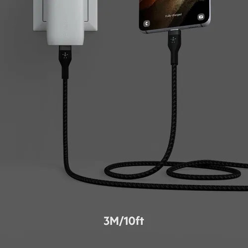 Vista 6 de Belkin BoostCharge Pro Flex Cable trenzado USB-C a USB-C (3M/10FT), cable de carga rápida USB-IF para iPhone 16 Series, MacBook Pro, iPad Pro