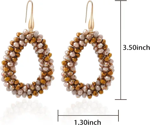 Vista 6 de Aretes colgantes de aro con cuentas coloridas para mujer, estilo bohemio, verano, playa, lágrima, aretes de gota de moda, regalos de joyería