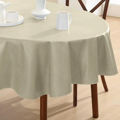Vista 17 de Newbridge Basketweave - Mantel con parte trasera de franela de vinilo de color sólido, aspecto texturizado de tejido de cesta, mantel impermeable