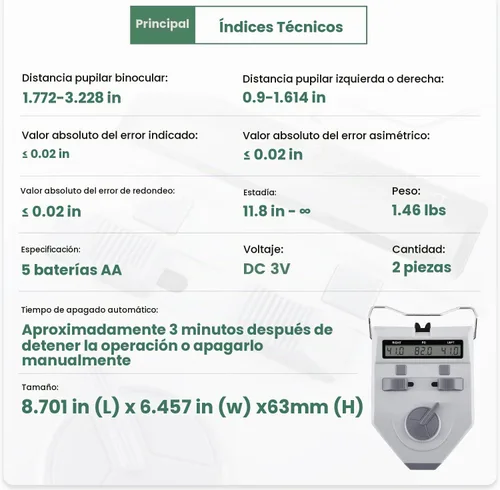 Vista 6 de Huanyu Pupilómetro Led Pd Meter con almohadilla de nariz mejorada 9AT