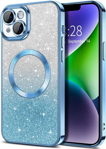 Vista 39 de Hython Funda para iPhone 12 Pro Max Transparente Magnética con Purpurina [Compatible con MagSafe] Protector Completo de Lente de Cámara Delgado