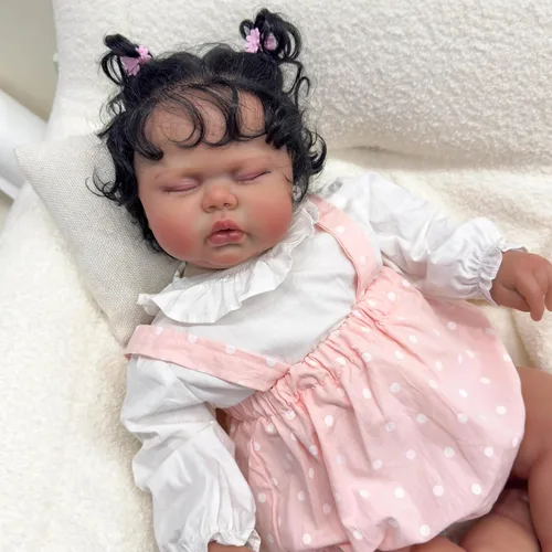 Vista 6 de Angelbaby Muñecas de Bebé Reborn de Niña Negra de la Vida Real de 24 Pulgadas, Muñeca de Niña Pequeña Reborn Afroamericana Grande de Silicona Suave
