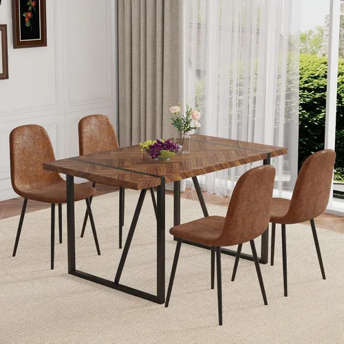 Vista 33 de Mesa de Comedor para 4-6, Mesa de Cocina de 55'', Mesas de Cocina y Comedor, Mesa de Comedor de Madera MDF con Patas de Metal para Sala de Estar