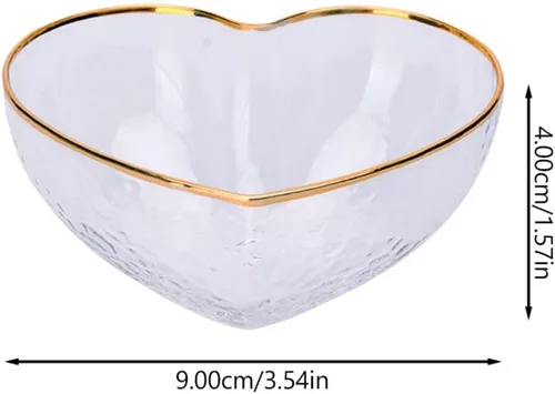 Vista 3 de 2 cuencos de vidrio para servir pequeños en forma de corazón, cuenco de postre para aperitivos, cuenco de vidrio decorativo para preparación