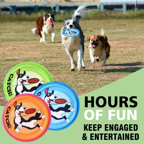 Vista 4 de XIGOU Disco volador para perros, paquete de 3 juguetes para perros, disco volador ligero para perros pequeños y grandes, flota en el agua y seguro