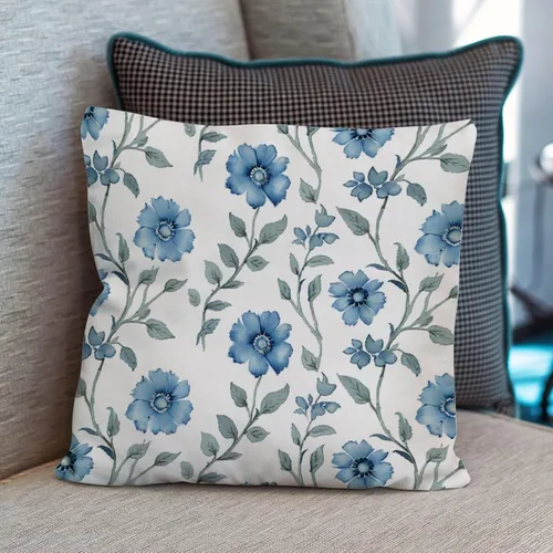 Vista 6 de Mughal - Funda de almohada de flor en monzón, diseño de loto azul, funda de cojín moderna, decorativa, decoración del hogar para sofá, cama